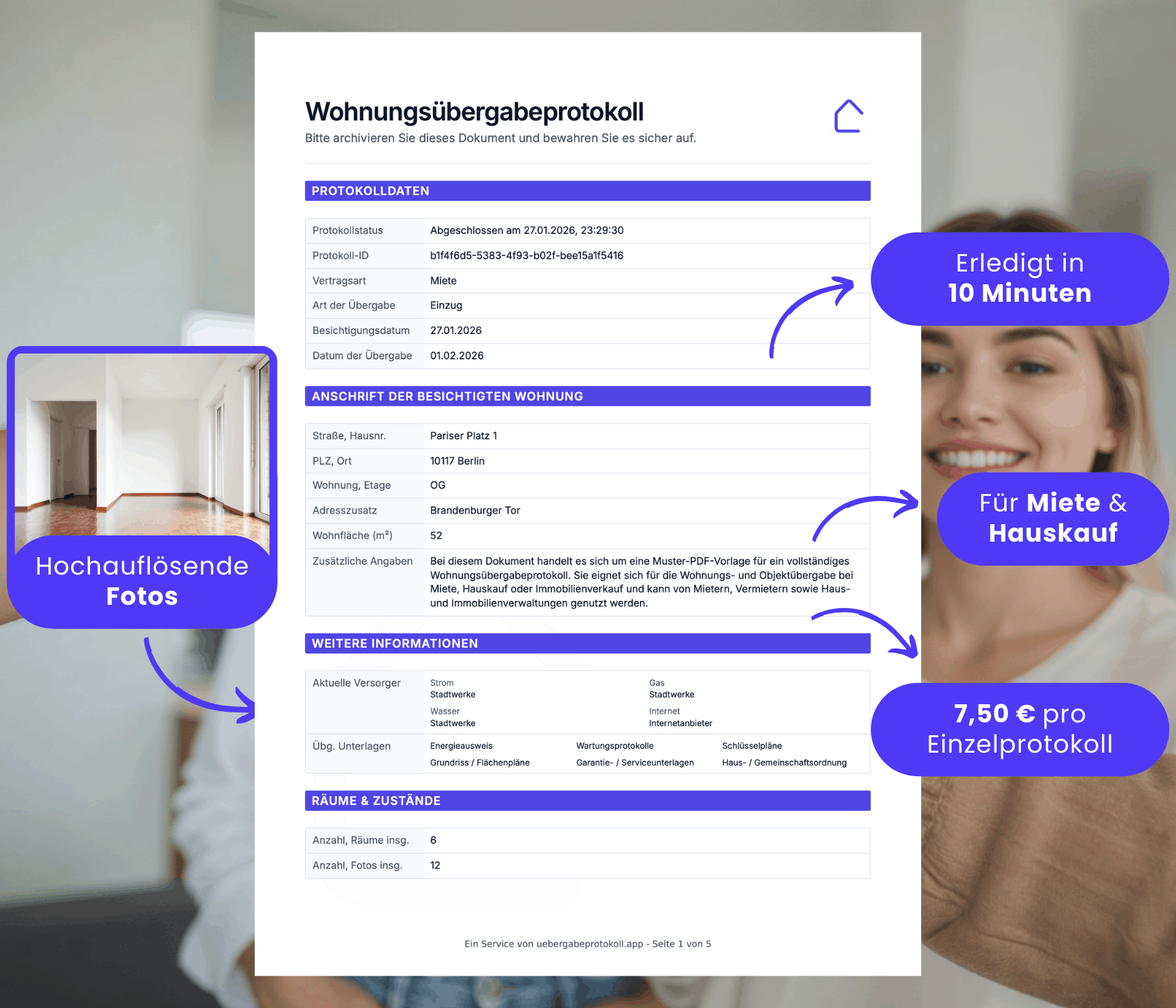 Wohnungsübergabeprotokoll erstellen: Kostenlose PDF Vorlage und digitale Erfassung per App & Software
